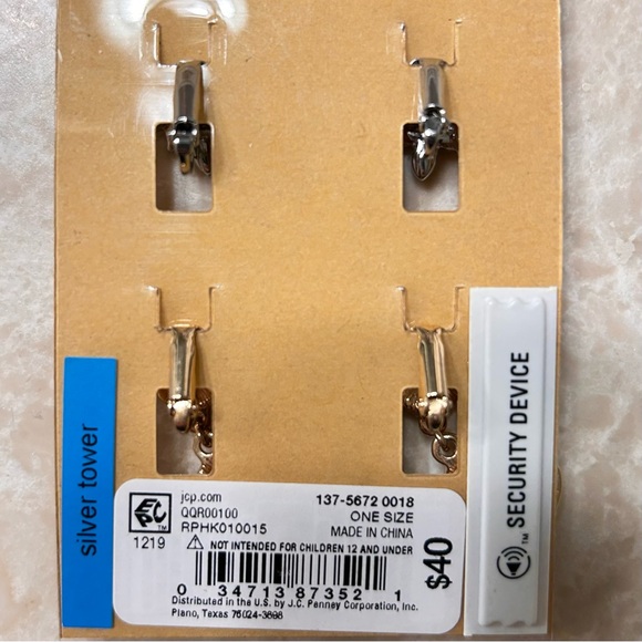 Monet Silver and Rhinestone Clip-On Earring Set - Picture 2 of 2